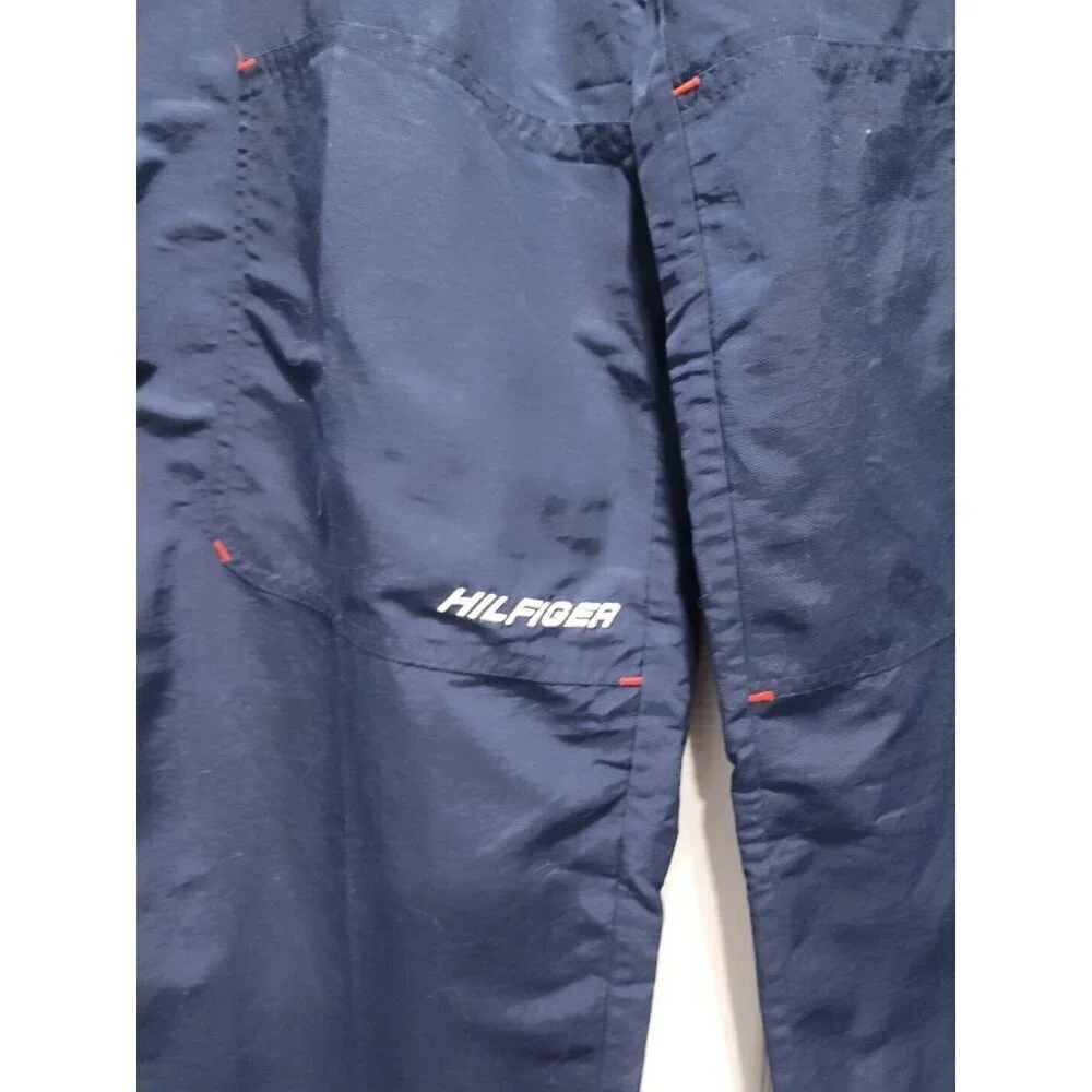 Tommy Hilfiger Track Pants Men's LARGE‎ Blue 100% Nylon Pockets Drawstring